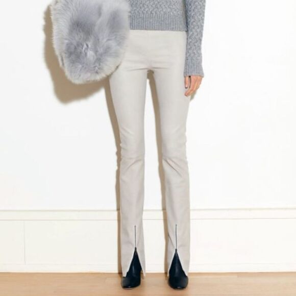 Susan Bender  Stretch Leather Zipper Pants in Chocolate Nubuck Leather Small - Picture 7 of 13